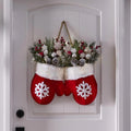 Christmas Garland Creative Glove Shaped Simulated Flower Wreath Window Door Gate Decoration Door Sign Xmas Party Decoration