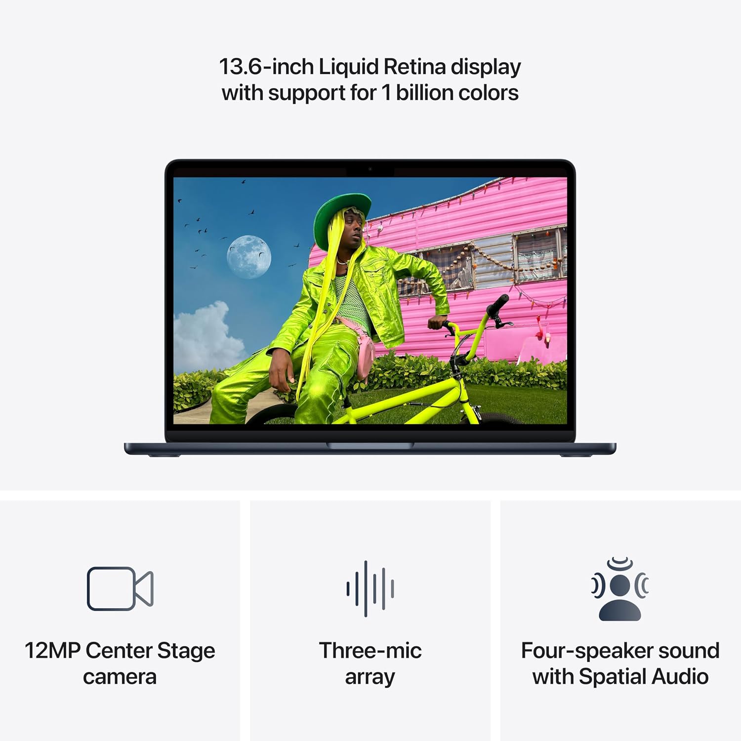 Apple 2026 MacBook Air 13-inch Laptop with M5 chip: Built for AI, 13.6-inch Liquid Retina Display, 16GB Unified Memory, 512GB SSD, 12MP Center Stage Camera, Touch ID, Wi-Fi 7; Midnight