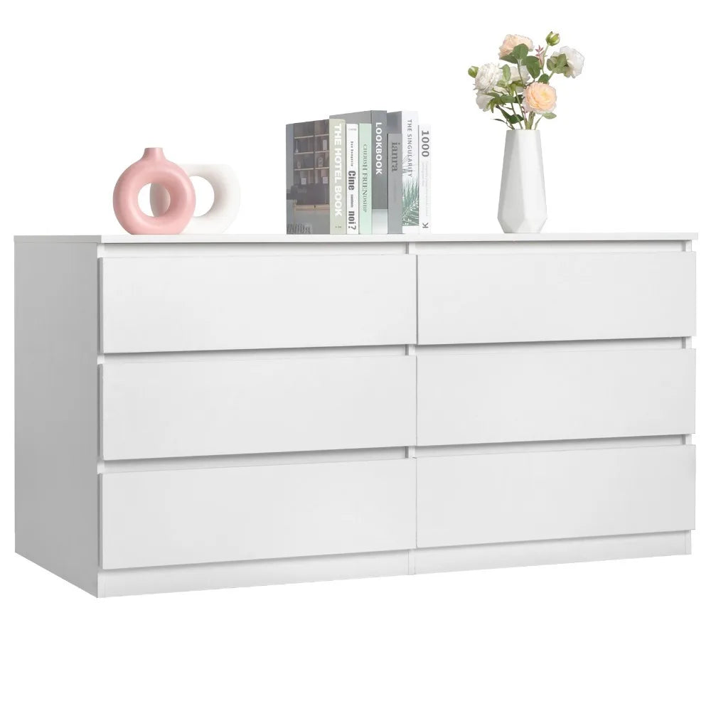 4/6 Drawer Dresser - Modern Chest of Drawers Wood Dressers Cut-Out Handles Room