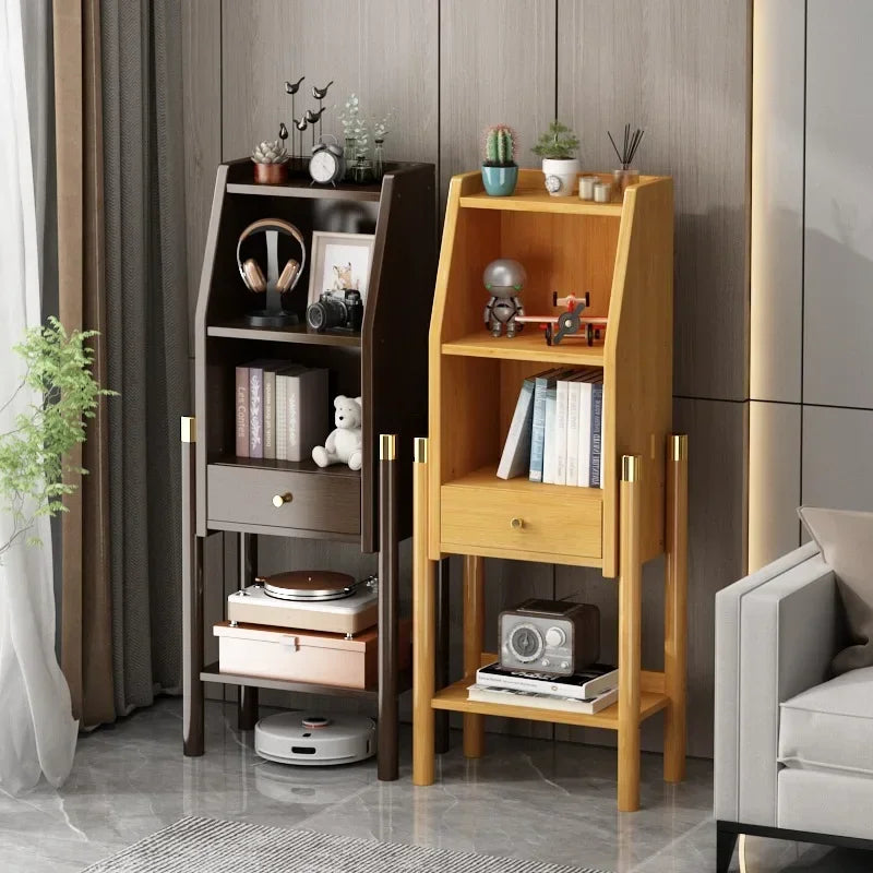 Bookshelf Shelf Floor-to-ceiling bookcase Simple living room wall locker Corner cabinet TV side cabinet Display cabinet Bamboo