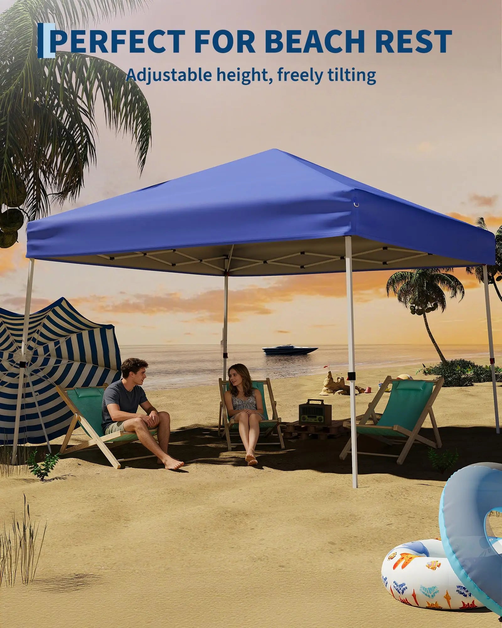 10x10 FT Pop Up Canopy Tent, Slant Leg Instant Outdoor Shelter UV Protection Waterproof With Carry Bag For Patio Garden Beach