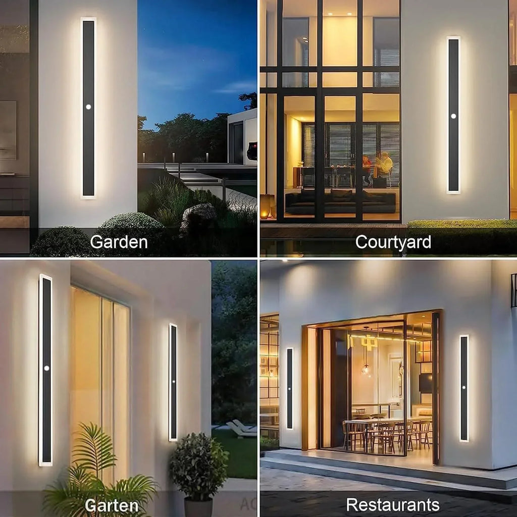 IP65 Waterproof LED Long Wall Sconce Outdoor Wall Light With Motion for Porch Patio Living Room and Garage Wall lamp