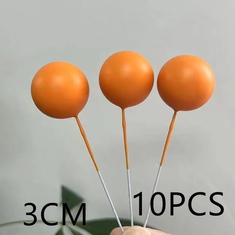 10 Pcs Colour Ball Happy Birthday Cake Topper 3CM Frosted Balls Kids Christmas Party Gift Cake Topper Wedding Dessert Decoration