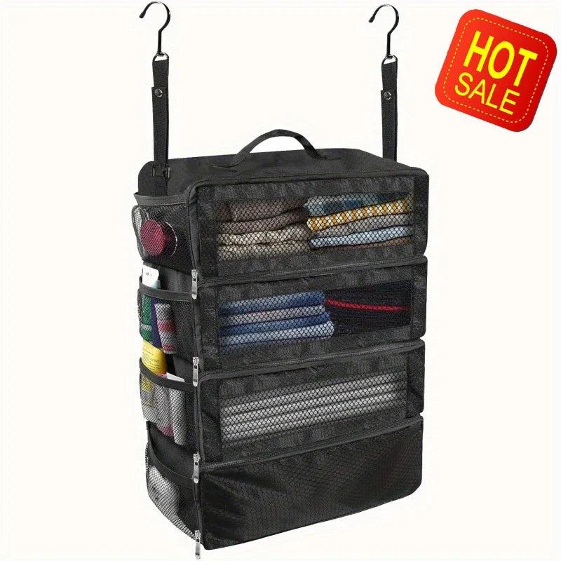 Large capacity foldable multifunctional clothing storage bag, wardrobe hanging clothing storage bag, multi-layer storage