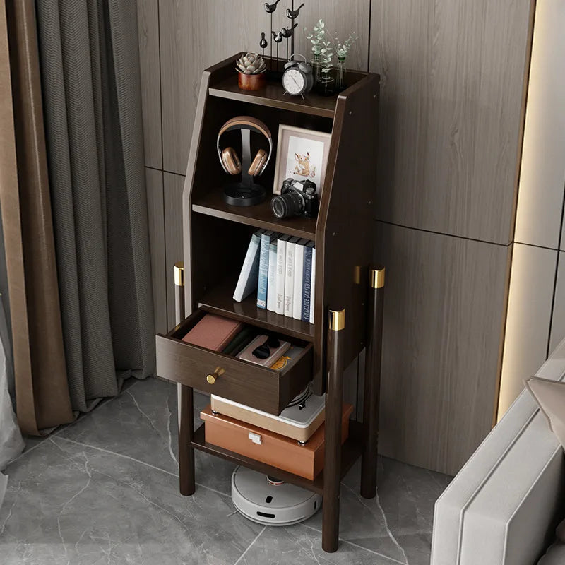 Bookshelf Shelf Floor-to-ceiling bookcase Simple living room wall locker Corner cabinet TV side cabinet Display cabinet Bamboo