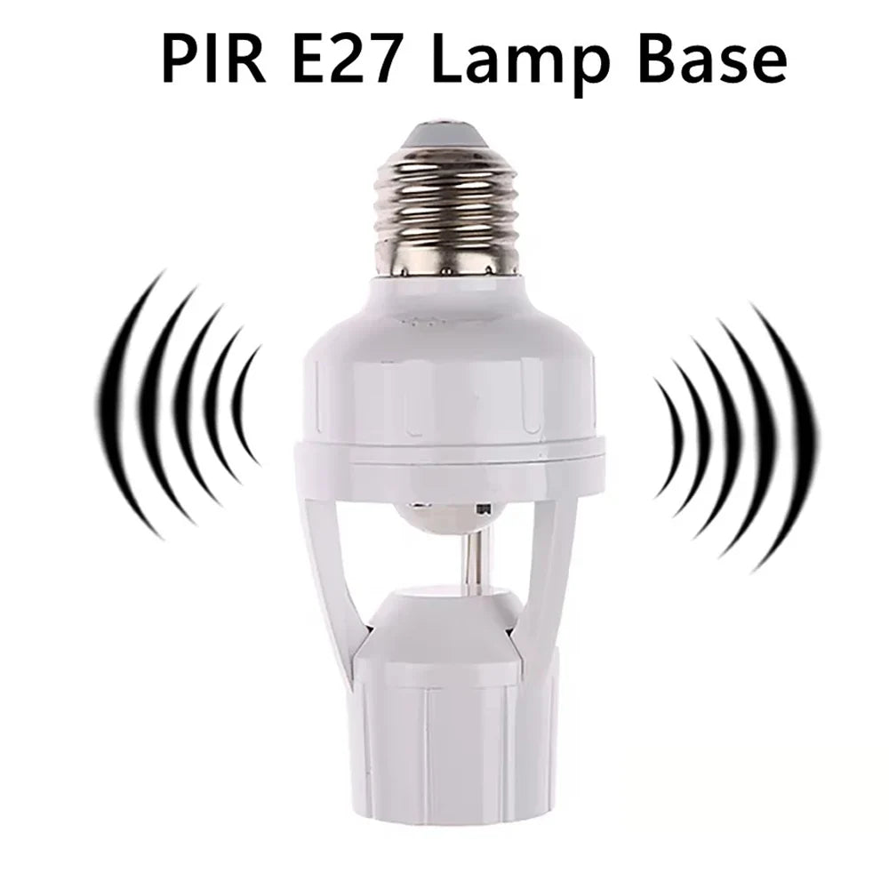 AC85-265V Socket Converter with 360 Degrees PIR Human Induction Motion Sensor LED E27 Lamp Base Intelligent Adjustable Switch