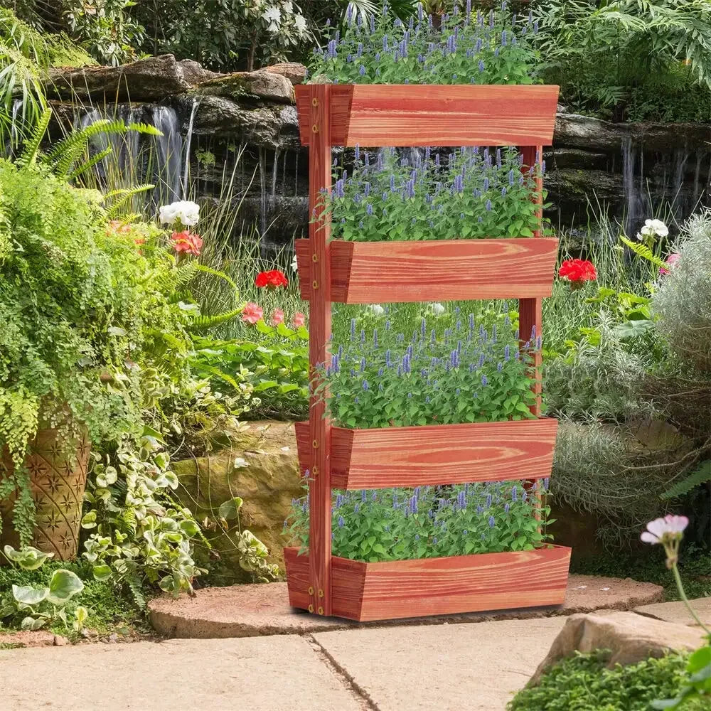 4 Tier Wooden Ladder Garden Bed Stand Extre Large Elevated Planter Fruit Box