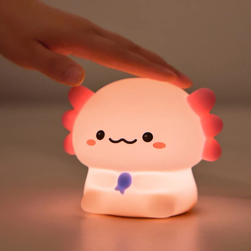 Axolotl Baby Night Light Cute Silicone Salamander Sleep Light USB Rechargeable Touch Control Night Light Children Birthday Gift