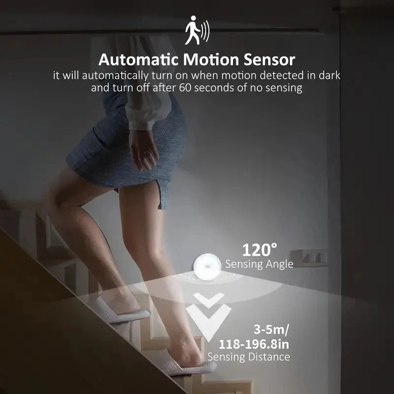 3PCS LED Motion Sensor Light Night Light USB Rechargeable Night Lamp for Kitchen Cabinet Wardrobe Lamp Staircase Closet Light