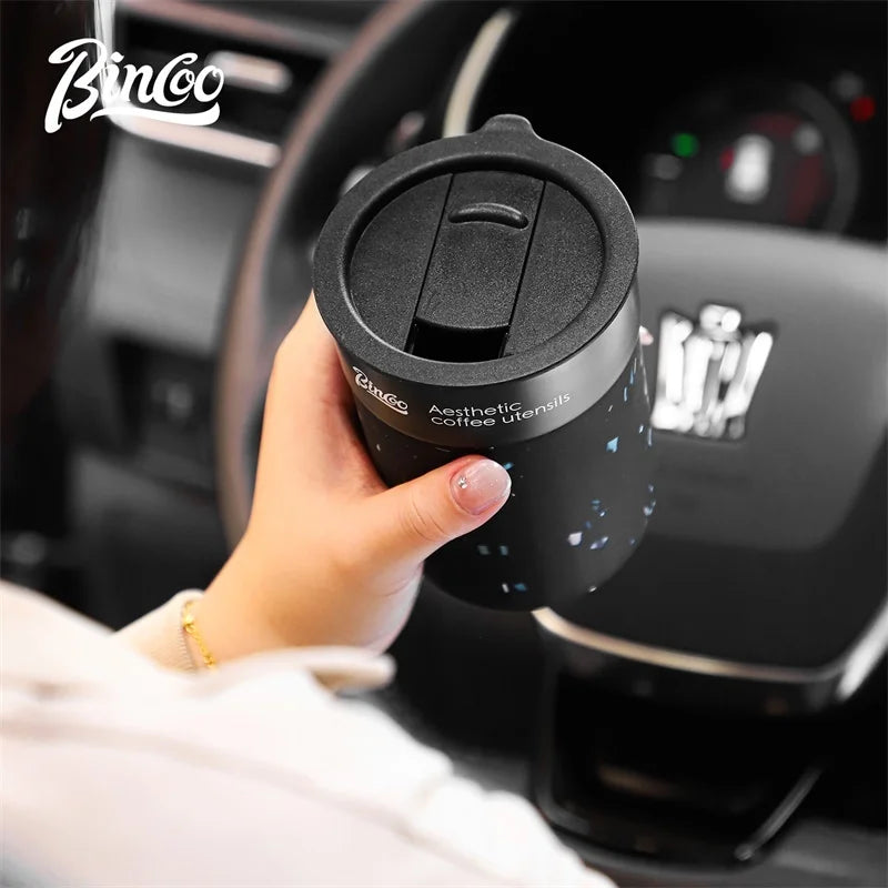 BINCOO Ceramic-lined Coffee Mug Thermal Cup Insulated Coffee Cup Portable for Office Travel and Outdoor 300ML