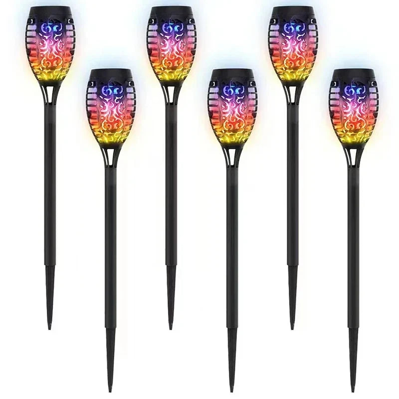 1/2/4/6/8Pcs 12/96LED Solar Flame Torch Lights Flickering Lamp Waterproof Garden Decoration Outdoor Lawn Path Yard Patio 5 Color