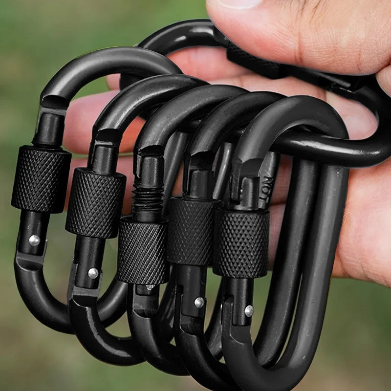 6 Pieces of D-type Spring Hook and Loop Spiral Doors Suitable for Outdoor Activities Such As Climbing, Camping, and Hiking