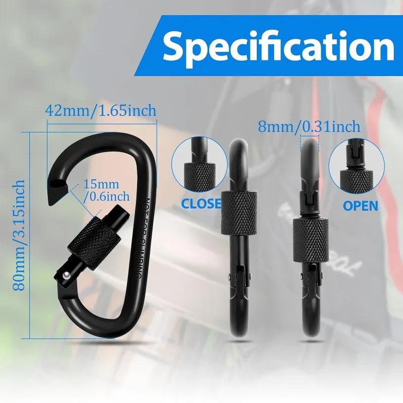 6 Pieces of D-type Spring Hook and Loop Spiral Doors Suitable for Outdoor Activities Such As Climbing, Camping, and Hiking