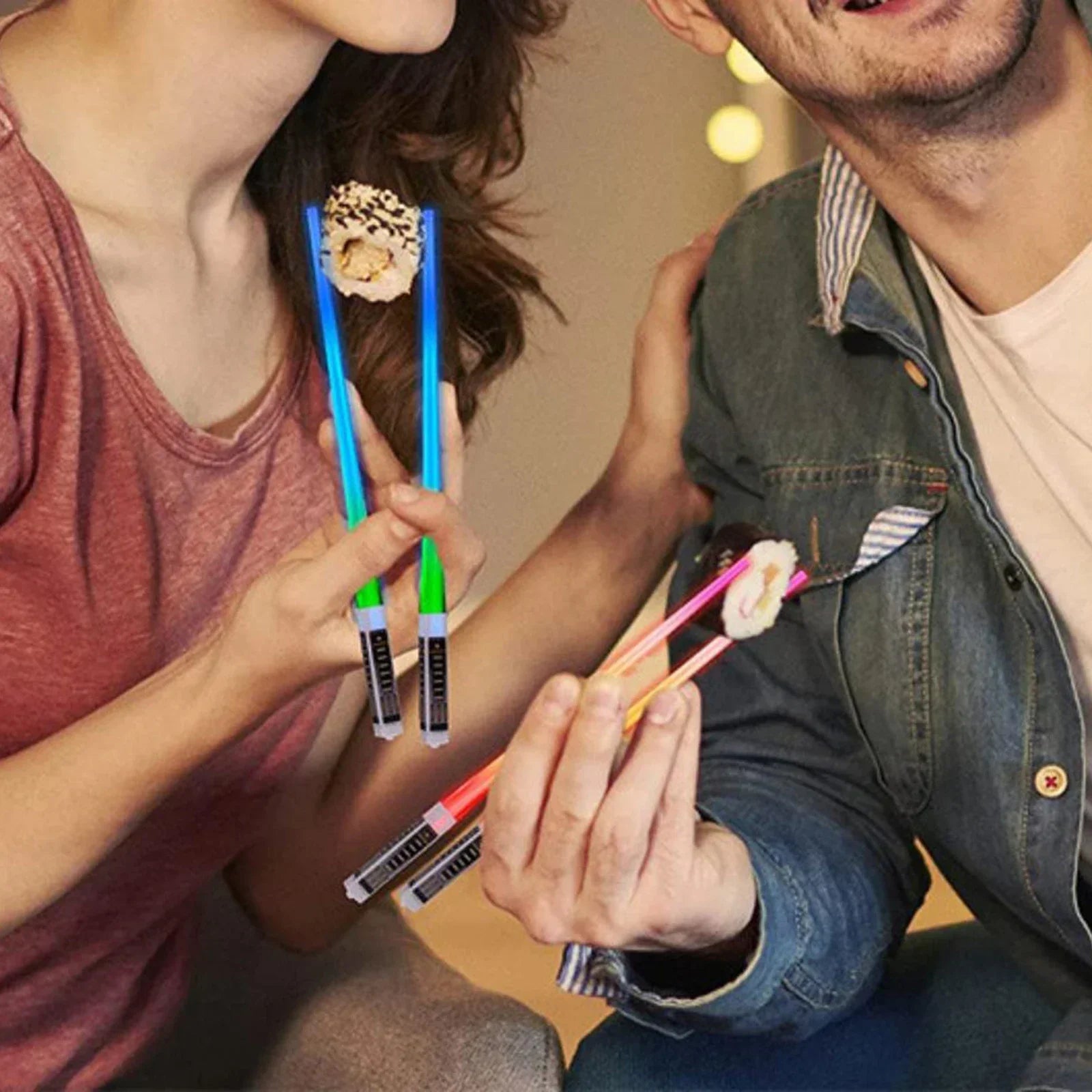 1Pair LED Luminous Chopsticks Light Up Dinning Party Tableware Multicolor Kitchen Accessories Led Stick Kitchenware Idea Product