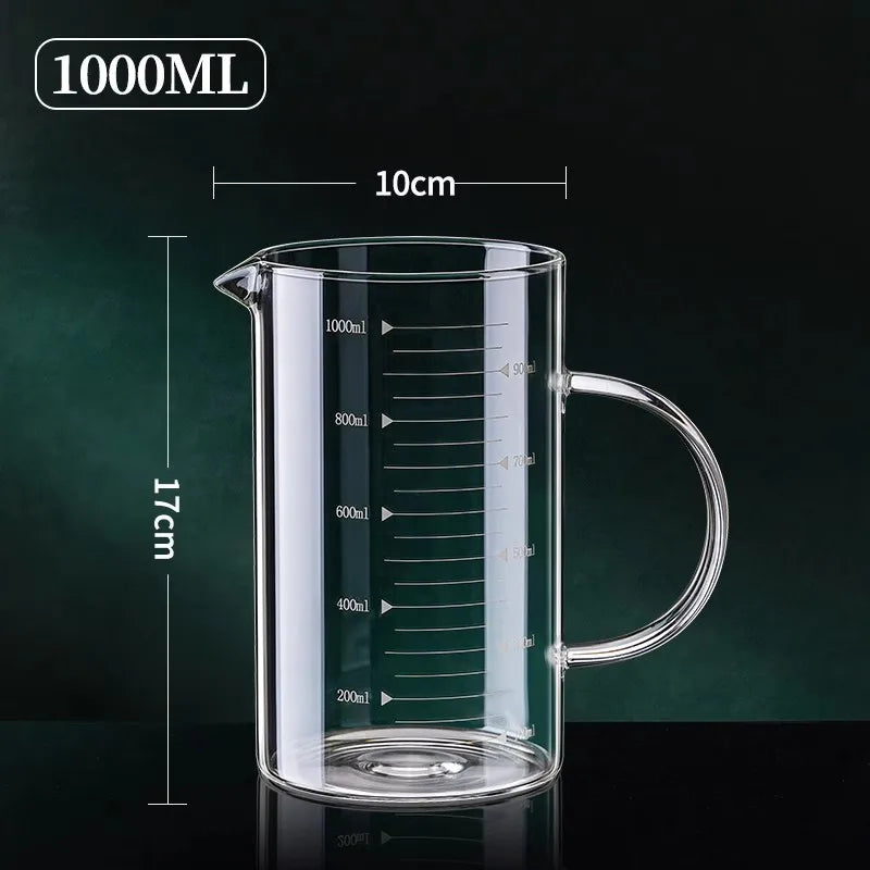 1pcs Glass Measuring Cup With Handle 250/350/500/1000ml High Borosilicate Glass Milk Coffe Measuring Mug Heat-resistant Cup