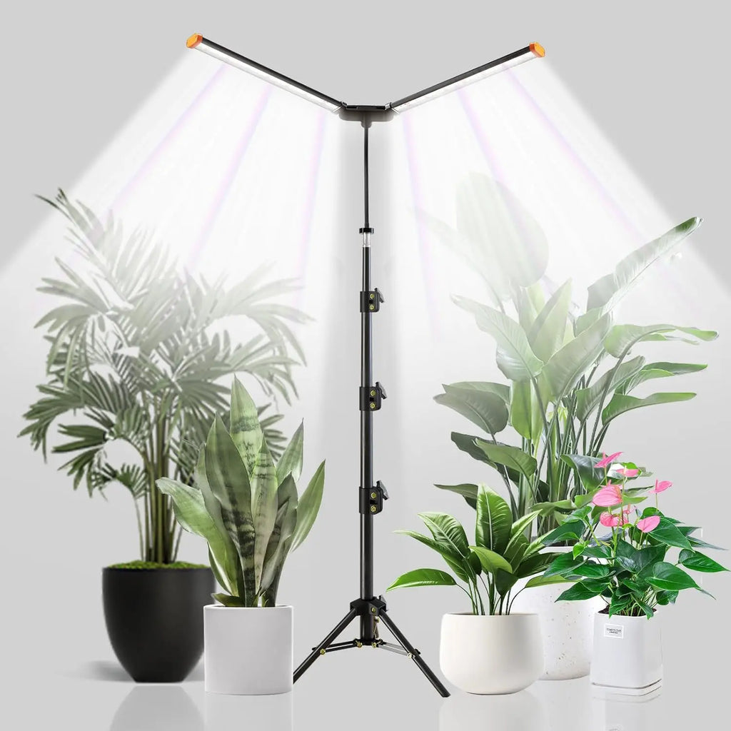 Full Spectrum LED Floor Grow Light for Indoor Plants, Dimmable with Timer, Adjustable Height 17-62", 6000K White Light