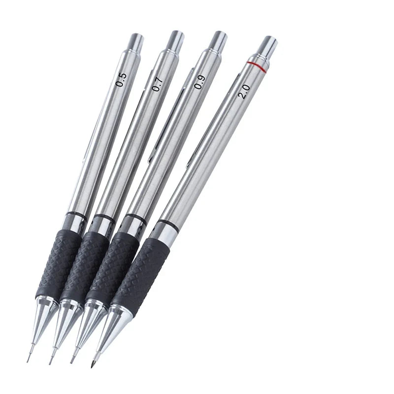 Metal Mechanical Pencil set with pencil grip Leads Art Drawing Student Office Supplies 0.5/0.7/0.9/2.0mm Automatic Pencil