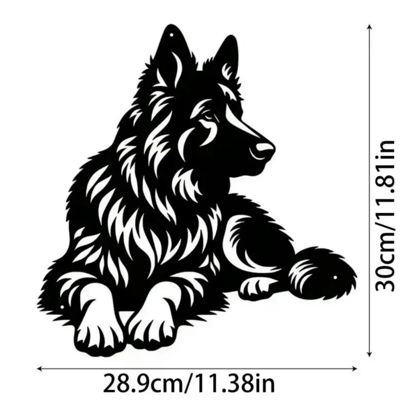 Artistic Metal German Shepherd Wall Art - Iron Silhouette Sculpture, Ideal for Outdoor Garden & Indoor Living Room Decor