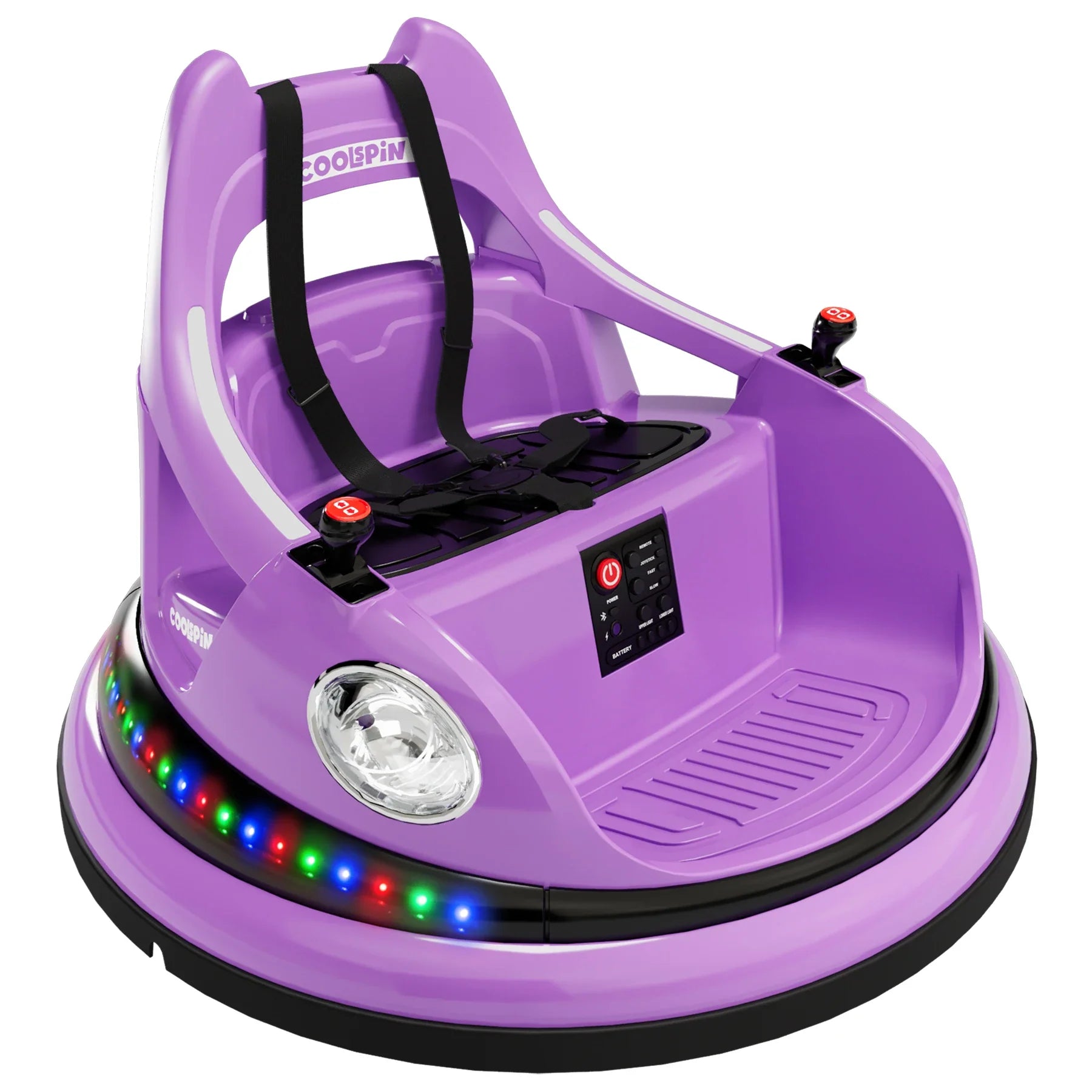 12V Bumper Car for Toddlers Electric Ride On Toys for Kids 1-6 Years LED Lights, 360 Degree Spin, Supports up to 66lbs