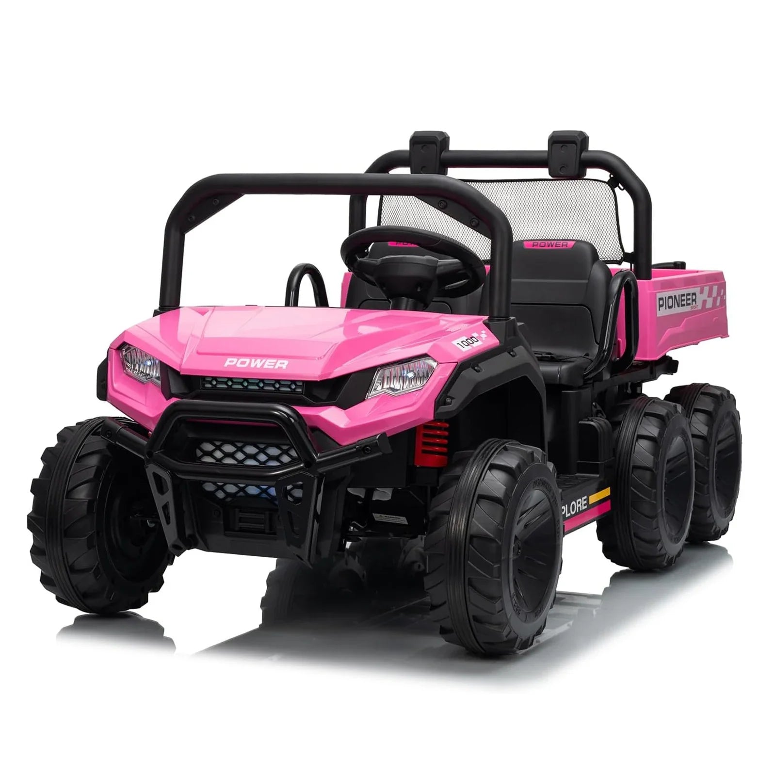 24V 4WD Electric Ride-on Dump Truck For Kids 2-Seater With Parental Remote Control 3 Speeds All-Terrain Off-Road Toy Car