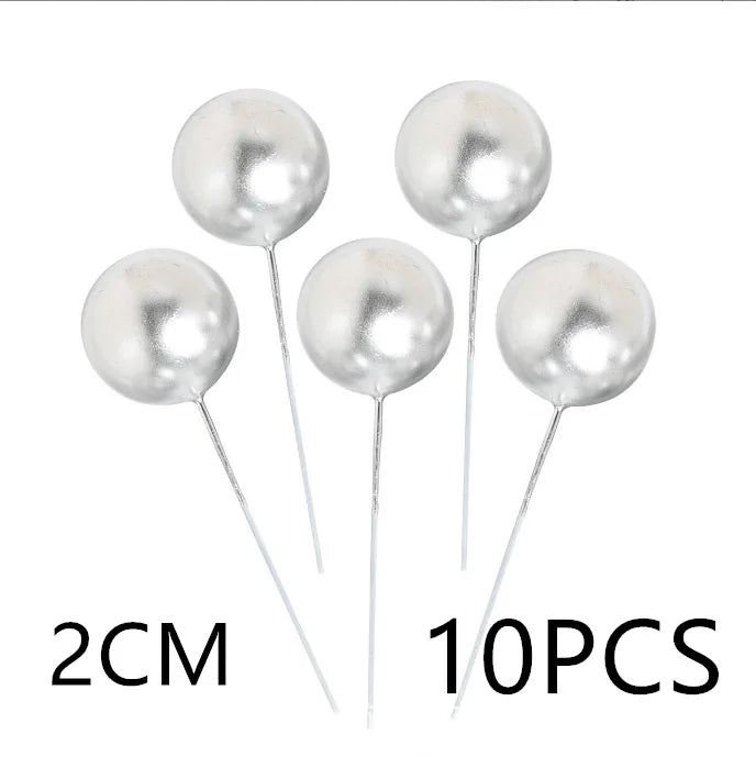 10 Pcs Colour Ball Happy Birthday Cake Topper 3CM Frosted Balls Kids Christmas Party Gift Cake Topper Wedding Dessert Decoration