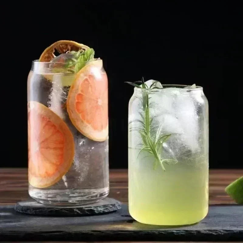350ml/550ml Glass Cup Cola Cold Drink Water Cup with Bamboo Lid Coffee Milk Juice Straw Mug Beer Can Drink Home Breakfast Cup