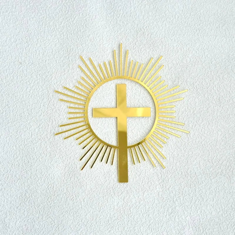 2025 Christ Cross Birthday Cake Topper Gold Acrylic Dove Cross Eucharist Baptism Party Communion Baptism Cake Topper Decoration