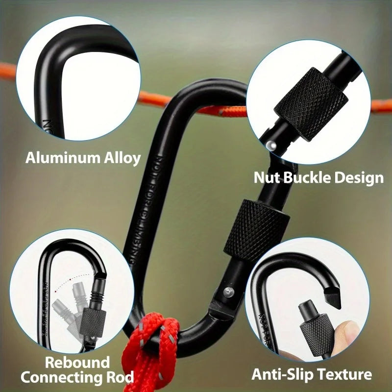 6 Pieces of D-type Spring Hook and Loop Spiral Doors Suitable for Outdoor Activities Such As Climbing, Camping, and Hiking