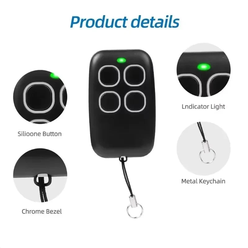 Garage Door RF Remote Control Duplicator 433MHz Code Grabber Clone Gate Key Fob Command Hand Transmitter 4 Buttons waterproof