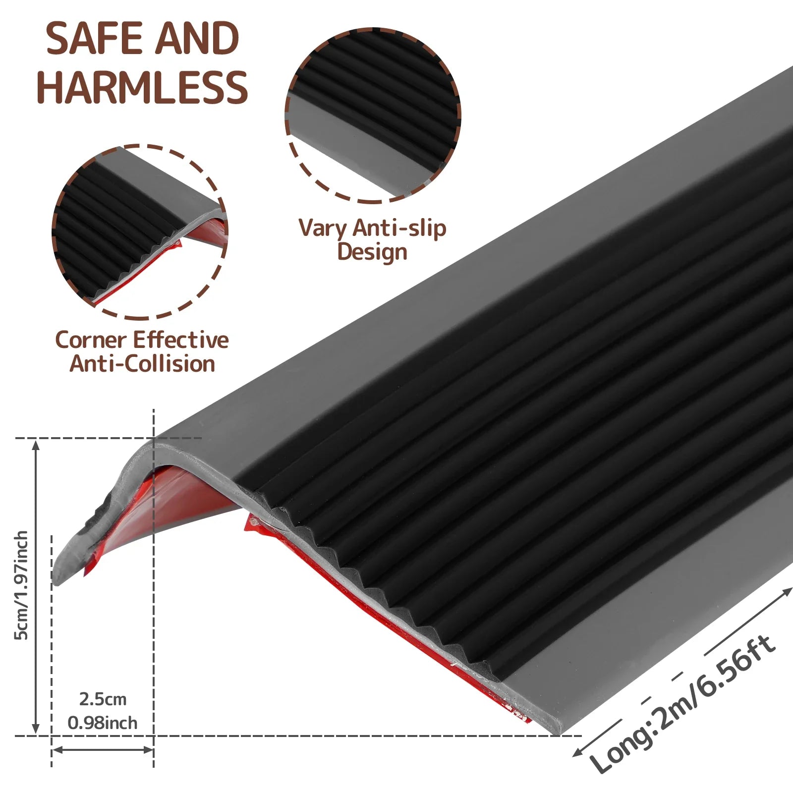 1 Roll Stair Edge Protector Soft PVC Non-slip Stair Nose Edging L-Shape Self-Adhesive Step Edge Trim Strips 2m Step Protector