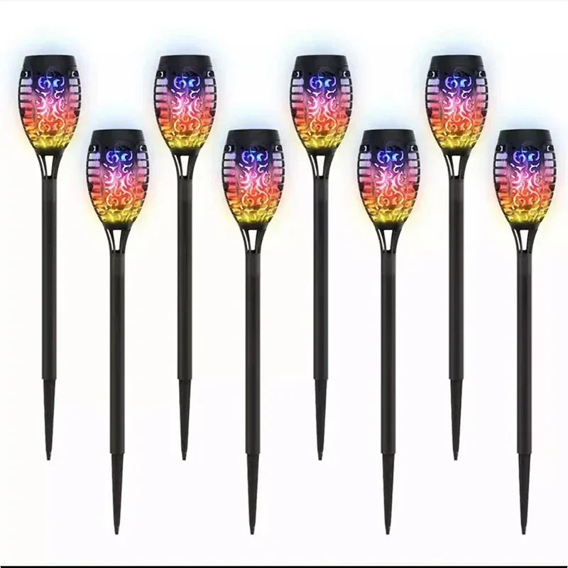 1/2/4/6/8Pcs 12/96LED Solar Flame Torch Lights Flickering Lamp Waterproof Garden Decoration Outdoor Lawn Path Yard Patio 5 Color