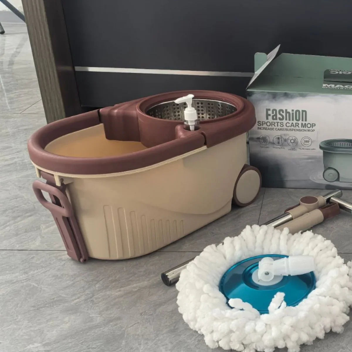 Hot Sale 360 Spin Mop and Bucket Set, Easy Wring Self Cleaning Floor Mop with 3 Replaceable Microfiber Heads & Adjustable Handle
