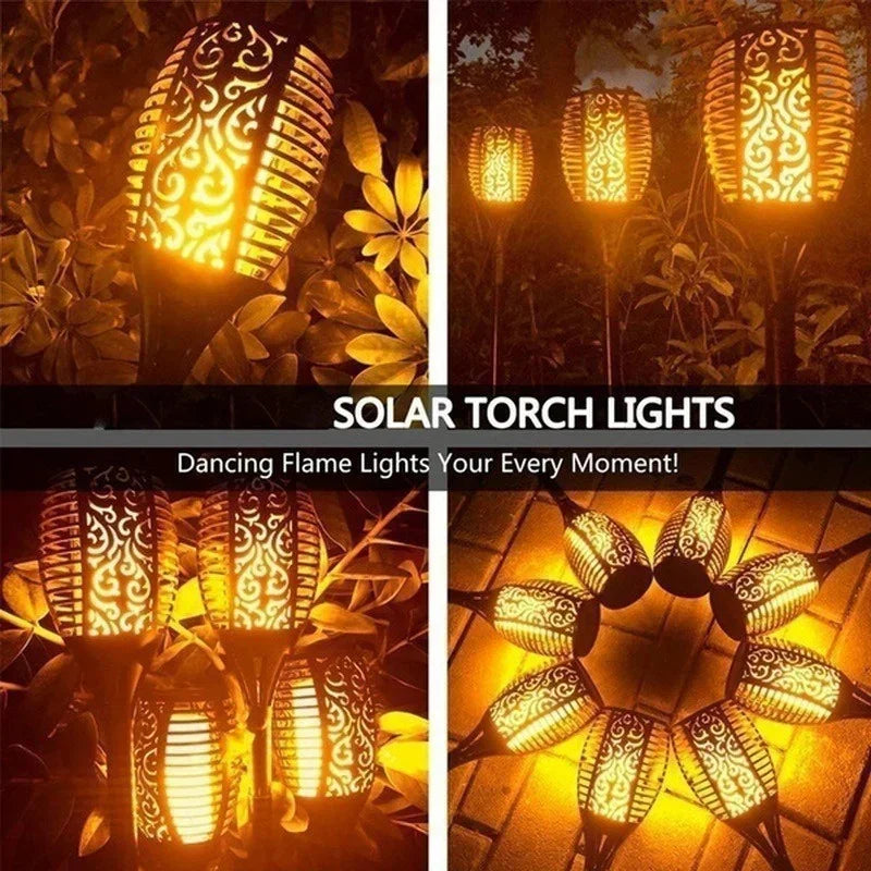1/2/4/6/8Pcs 12/96LED Solar Flame Torch Lights Flickering Lamp Waterproof Garden Decoration Outdoor Lawn Path Yard Patio 5 Color
