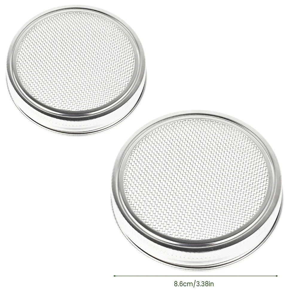 1/2 Pcs Seed Sprouter Germination Cover Stainless Steel Seed Sprout Can Lid Washable Wide Mouth Mason Jars Screen for Grow Bean
