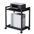 2-Tier Computer Tower Stand with Locking Wheels,Height Adjustable Printer Table Rolling Shelf CPU Holder Cart for Home Office