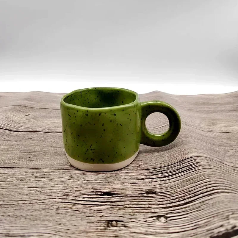 250ML Ceramic Mugs Creative Ring Handle Korean Style Irregular Splash Ink Coffee Cup Office Home Breakfast Tea Cup Handgrip Mug