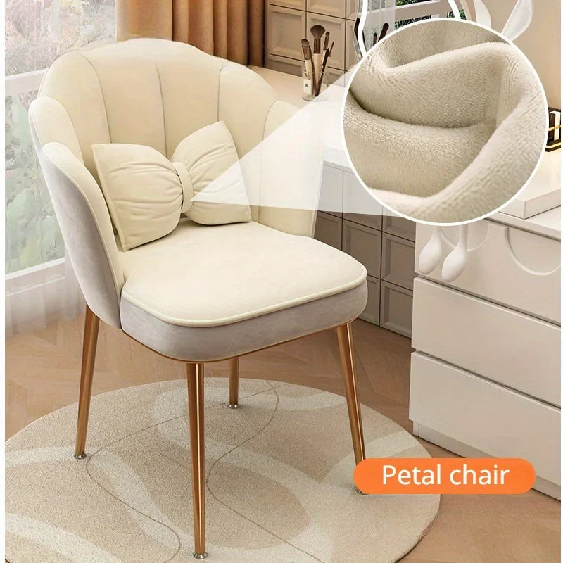 1pc Makeup chair with Petal Shaped Backrest, Casual Chair for Bedroom Study Room Living Room & Dormitory