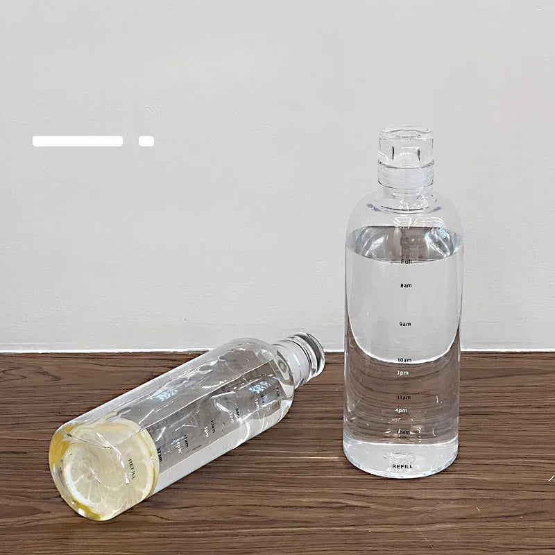 300-1000ml High Borosilicate Glass Water Bottle Portable Sports Leak Proof Water Cup with Time Marker Transparent Water Cup