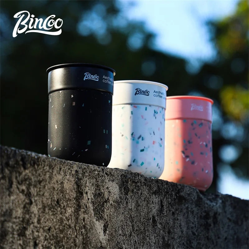 BINCOO Ceramic-lined Coffee Mug Thermal Cup Insulated Coffee Cup Portable for Office Travel and Outdoor 300ML