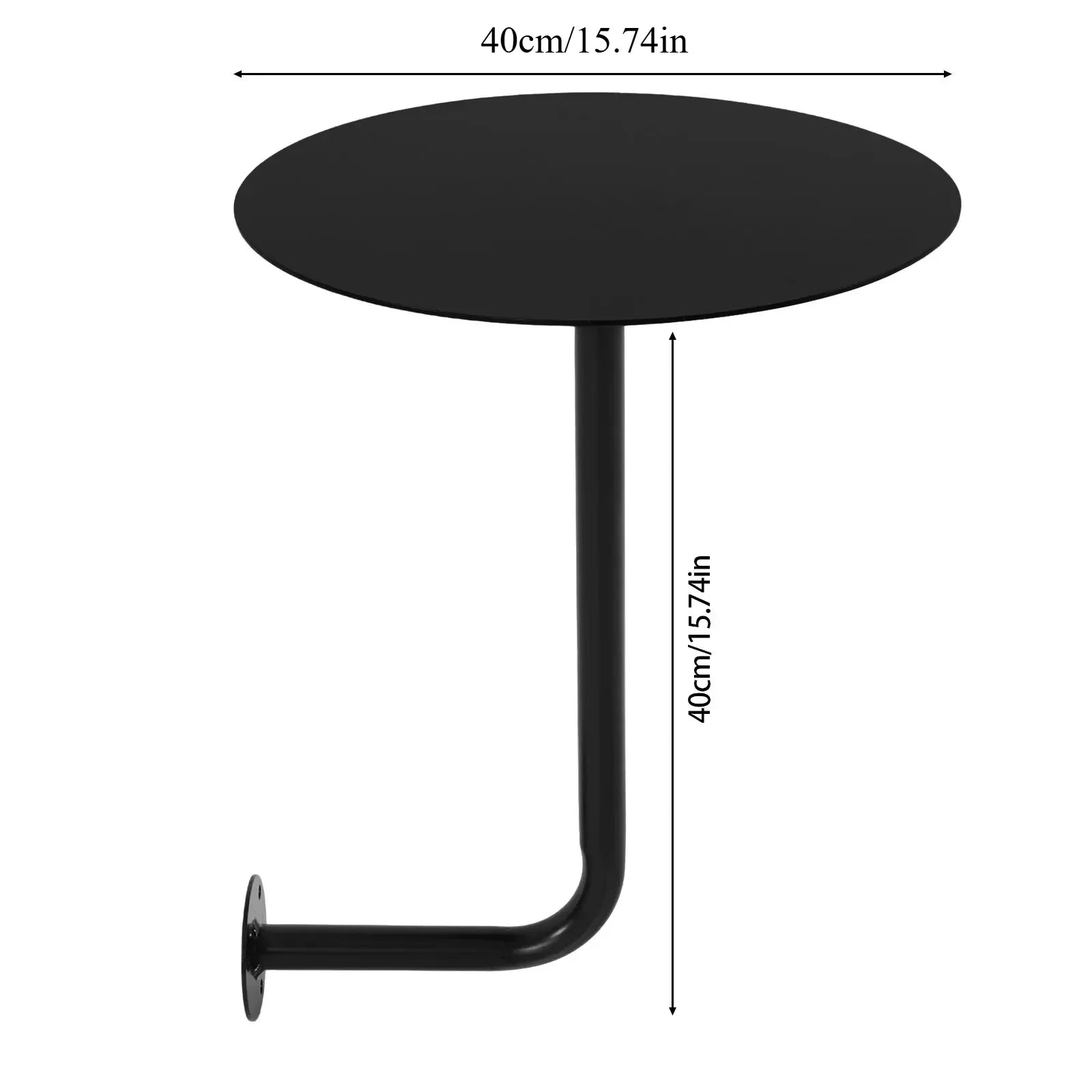 Wall Mounted L-Shaped Round Black Bar Table Space-Saving Table- Ideal for Coffee, Pub & Counter Use At Bar Height