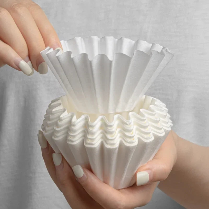 50PCS Kraft Paper Coffee Filter Cups Bowl Shape Origami Hand Brewed Drip Corrugated Disposable Cup for Pour Over Espresso