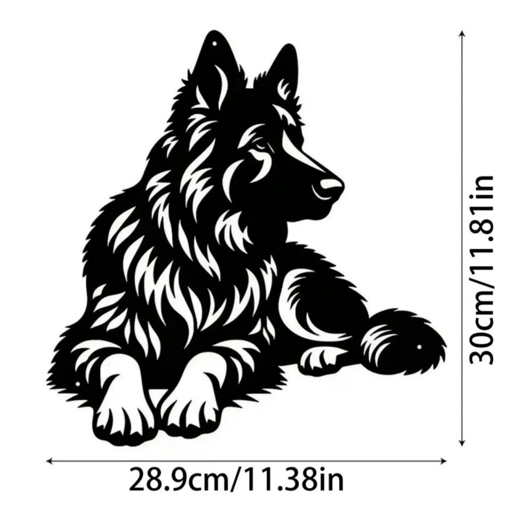 Artistic Metal German Shepherd Wall Art - Iron Silhouette Sculpture, Ideal for Outdoor Garden & Indoor Living Room Decor