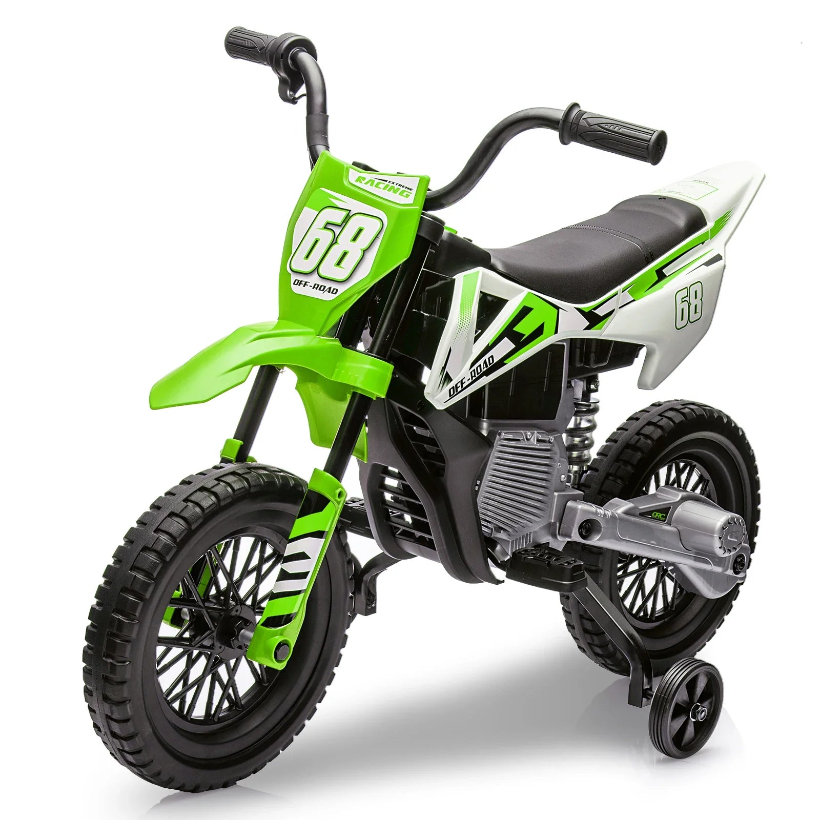 12V Electric Dirt Bike Kids Ride on Motorcycle for Toddlers with Traning Wheels Twist Grip Throttle 3Mph Max Speed and Music