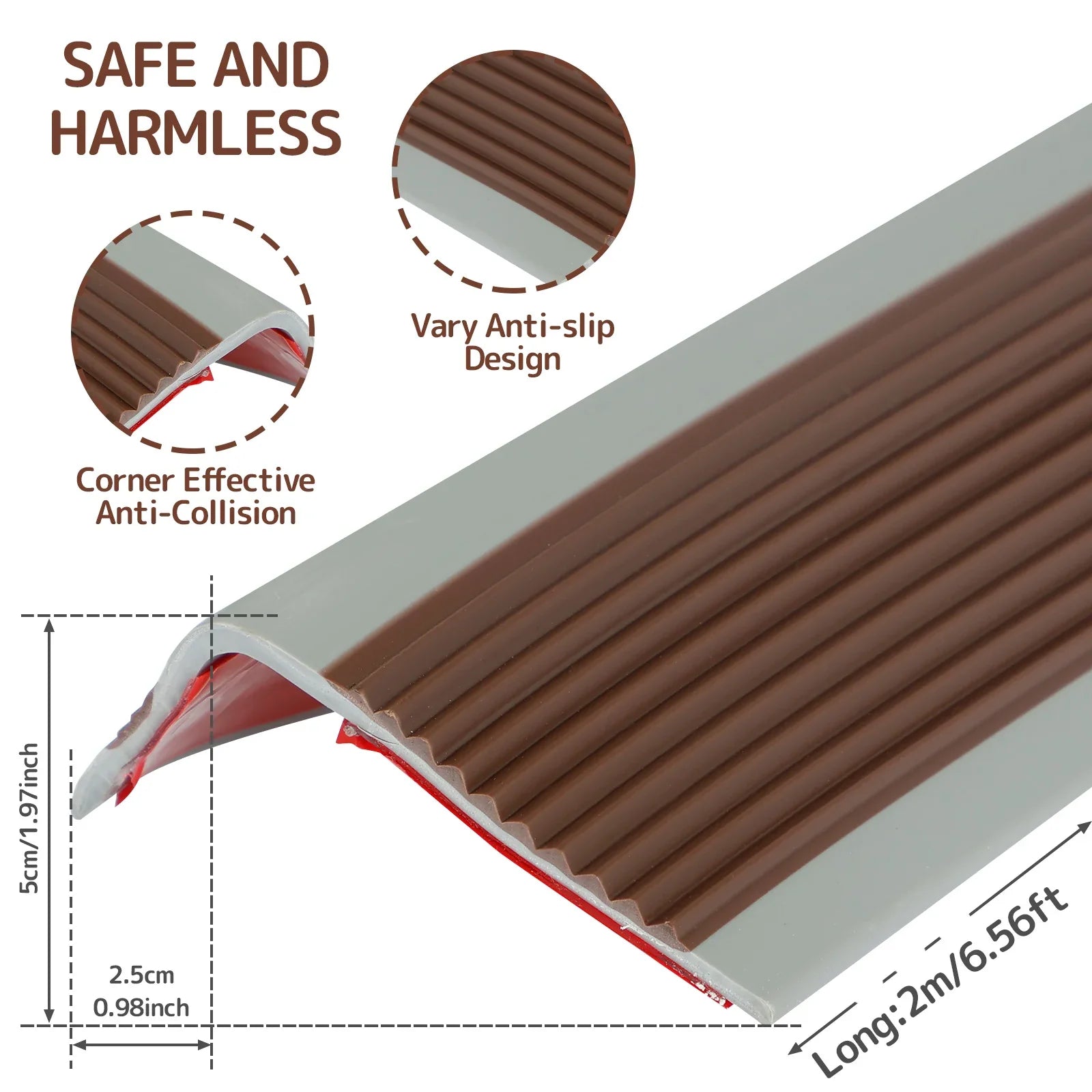1 Roll Stair Edge Protector Soft PVC Non-slip Stair Nose Edging L-Shape Self-Adhesive Step Edge Trim Strips 2m Step Protector