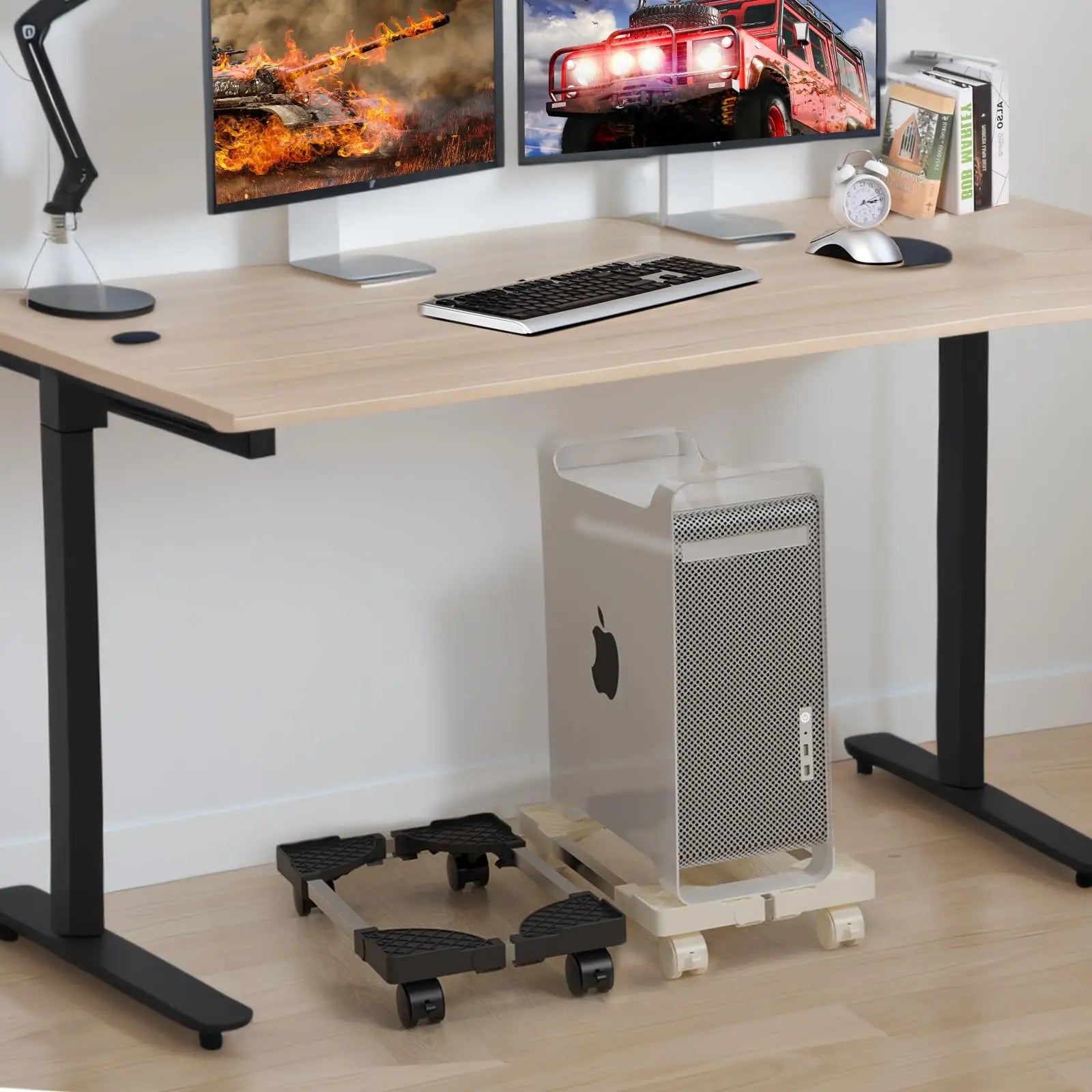 Adjustable Mobile CPU Stand Holder Tower Stand with Rolling Caster Wheels Computer Stand for Tower Fit Most PC Desk Accessories