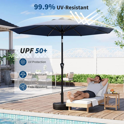 10FT Patio Umbrella Outdoor Table Market Umbrella With Crank Lift & Tilt Sunshade Waterproof For Garden Yard Pool Deck