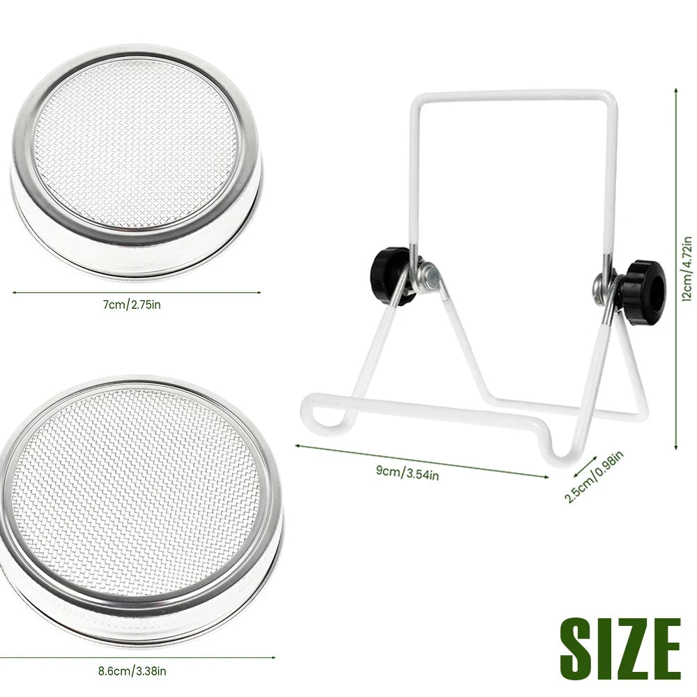 1/2 Pcs Seed Sprouter Germination Cover Stainless Steel Seed Sprout Can Lid Washable Wide Mouth Mason Jars Screen for Grow Bean