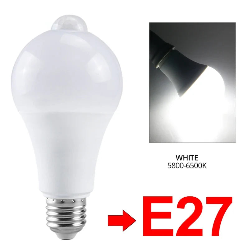 12W E27 LED Motion Sensor Bulb LED lamp PIR Sensor Light Auto ON/OFF Night Light for Home Parking Lighting 220V 110V