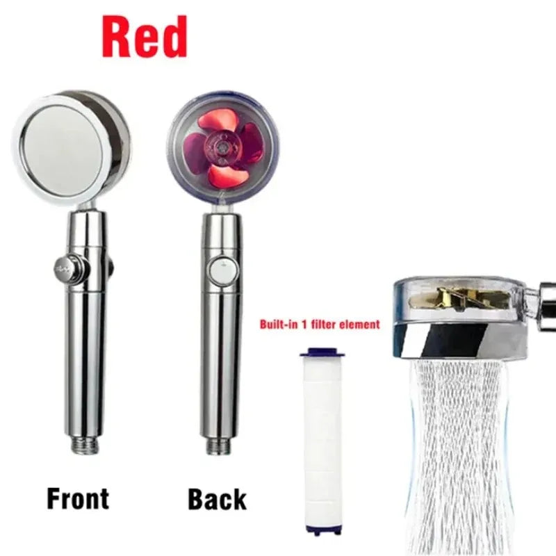 360 Degrees Rotation Handheld Turbo Fan Shower Head High Pressure Water Saving Spray Adjustable Filters Bathroom Accessories