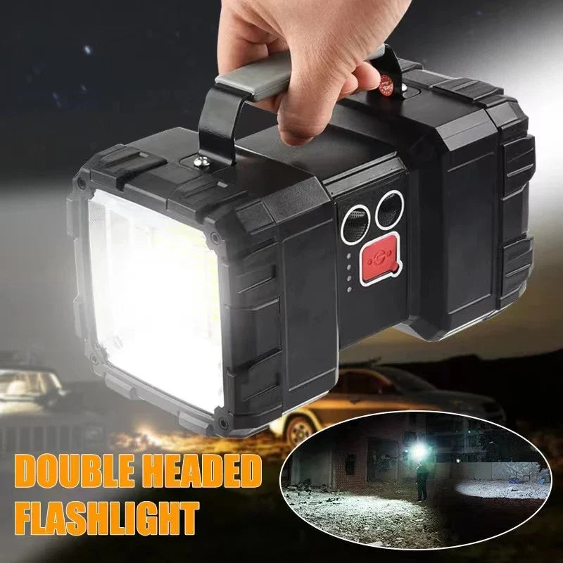 XHP100 Super Bright LED Touch Light Searchlight Double Head Flashlight USB Rechargeable Portable Outdoor Emergency Lights